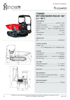 Damperi na gusjenicama Hinowa TX3005