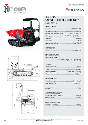 Damperi na gusjenicama Hinowa TX3005
