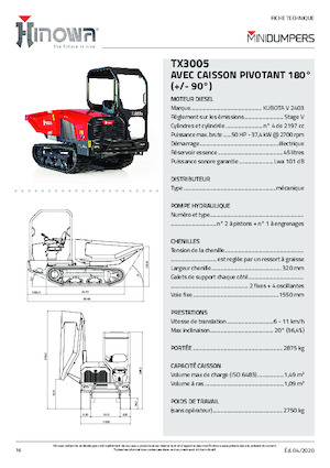 Damperi na gusjenicama Hinowa TX3005
