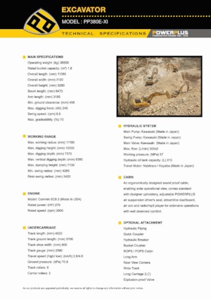 Bageri gusjeničari PowerPlus PP380E-XI