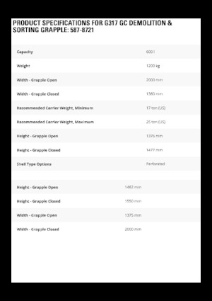 Grabilice za sortiranje rušenja Caterpillar G317 GC