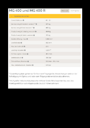 Grabilice za sortiranje rušenja Epiroc MG 400