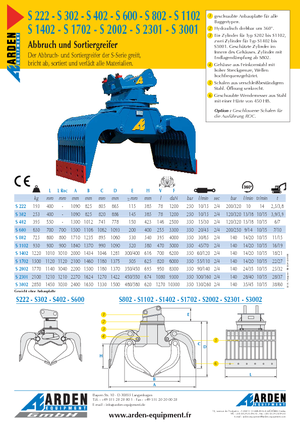 Grabilice za sortiranje rušenja Arden S 3001