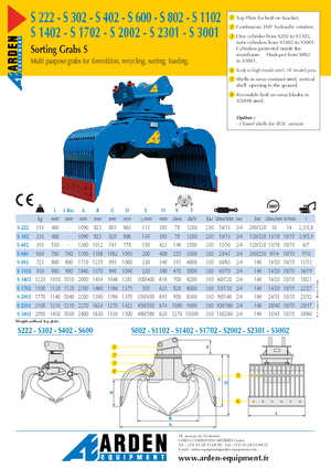 Grabilice za sortiranje rušenja Arden S 3001
