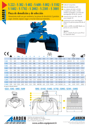 Grabilice za sortiranje rušenja Arden S 3001