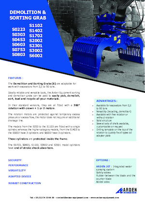 Grabilice za sortiranje rušenja Arden S6002