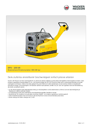 Reverzibilni kompaktori s vibracionim pločama Wacker DPU 100-70 Le