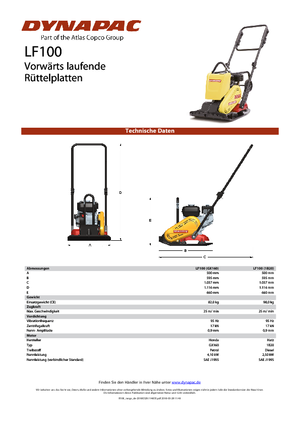 Jednosmjerni vibracioni nabijači ploča Dynapac LF 100 (1B20)
