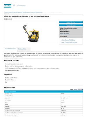 Reverzibilni kompaktori s vibracionim pločama Atlas Copco LG 160