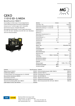 Dizelski generatori Geko ® 11010 ED-S/MEDA