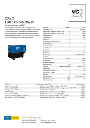 Dizelski generatori Geko ® 11010 ED-S/MEDA