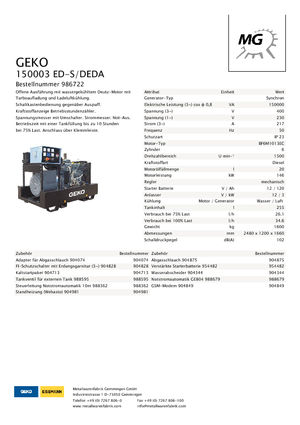 Dizelski generatori Geko ® 150003 ED-S/DEDA