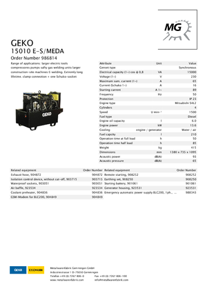 Dizelski generatori Geko ® 15010 E-S/MEDA