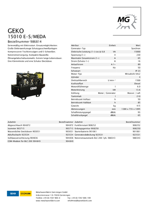 Dizelski generatori Geko ® 15010 E-S/MEDA