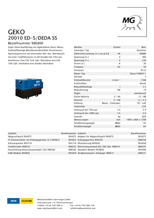 Dizelski generatori Geko ® 20010 ED-S/DEDA