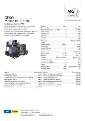 Dizelski generatori Geko ® 250003 ED-S/DEDA