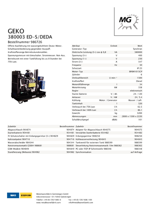 Dizelski generatori Geko ® 380003 ED-S/DEDA