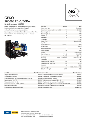 Dizelski generatori Geko ® 500003 ED-S/DEDA
