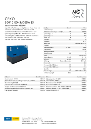 Dizelski generatori Geko ® 60010 ED-S/DEDA