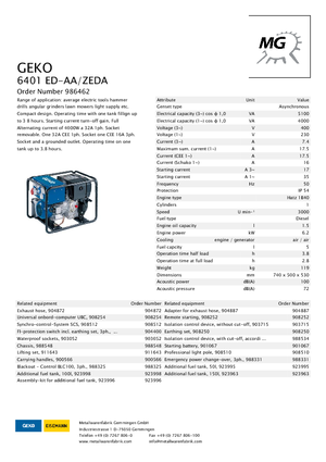 Dizelski generatori Geko ® 6401 ED-AA/ZEDA