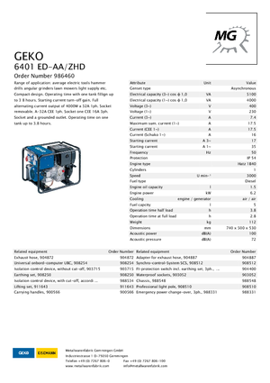 Dizelski generatori Geko ® 6401 ED-AA/ZHD