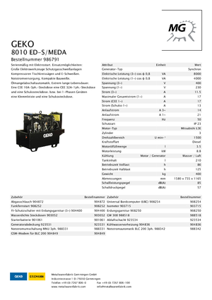 Dizelski generatori Geko ® 8010 ED-S/MEDA