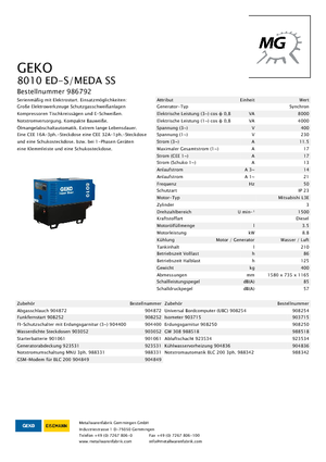 Dizelski generatori Geko ® 8010 ED-S/MEDA