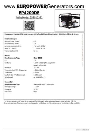 Dizelski generatori Europower EP4200DE (S)