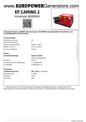 Dizelski generatori Europower EP Camino 2