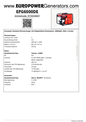 Dizelski generatori Europower EPG6000DE (S)