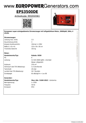 Dizelski generatori Europower EPS3500DE (MA)