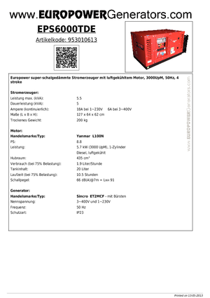 Dizelski generatori Europower EPS6000TDE (S)