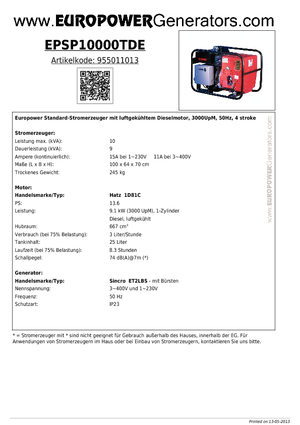 Dizelski generatori Europower EPSP10000TDE (S)