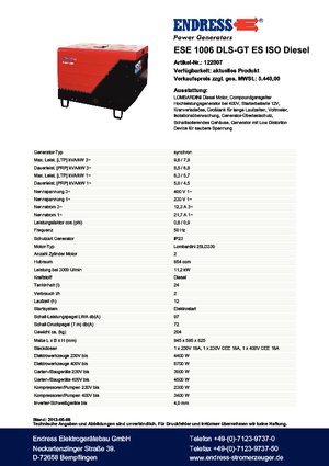 Dizelski generatori Endress ESE 1006 DLS-GT ES ISO DI