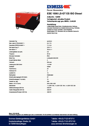 Dizelski generatori Endress ESE 1006 LS-GT ES ISO DI