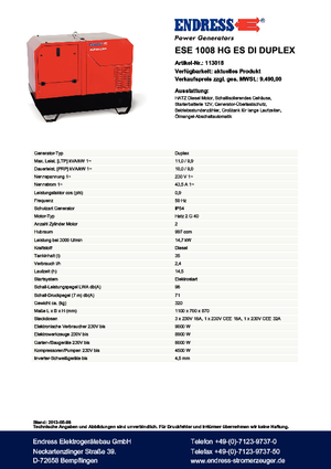 Dizelski generatori Endress ESE 1008 HG ES Duplex Silent