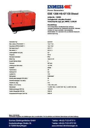 Dizelski generatori Endress ESE 1208 HS-GT ES DI