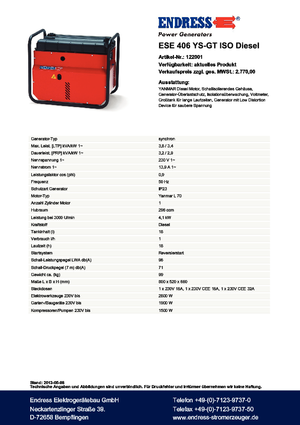 Dizelski generatori Endress ESE 406 YS-GT ISO DI