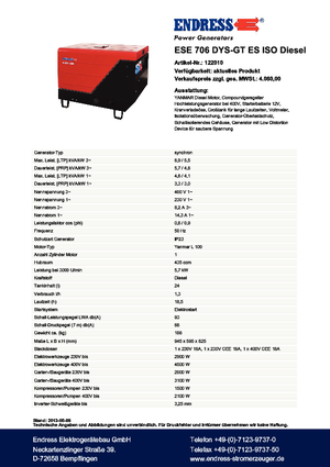 Dizelski generatori Endress ESE 706 DYS-GT ES ISO DI