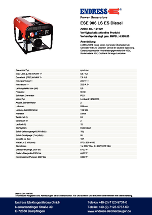Dizelski generatori Endress ESE 906 LS ES DI