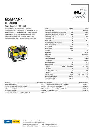 Dizelski generatori Eisemann H 6400 D
