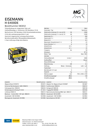 Dizelski generatori Eisemann H 6400 DE