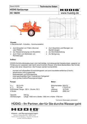 Diesel pumpe za ispiranje Hüdig HC 180/05