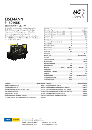 Dizelski generatori Eisemann P 15010 DE