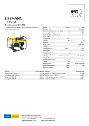 Dizelski generatori Eisemann P 4401 D