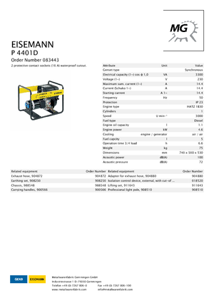 Dizelski generatori Eisemann P 4401 D