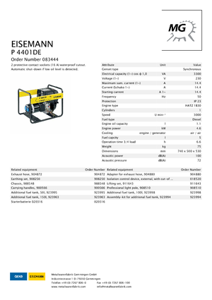 Dizelski generatori Eisemann P 4401 DE
