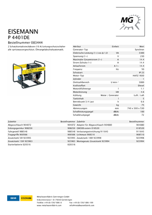 Dizelski generatori Eisemann P 4401 DE