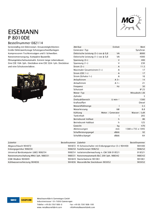 Dizelski generatori Eisemann P 8010 DE