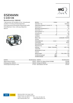 Dizelski generatori Eisemann S 6401 DE